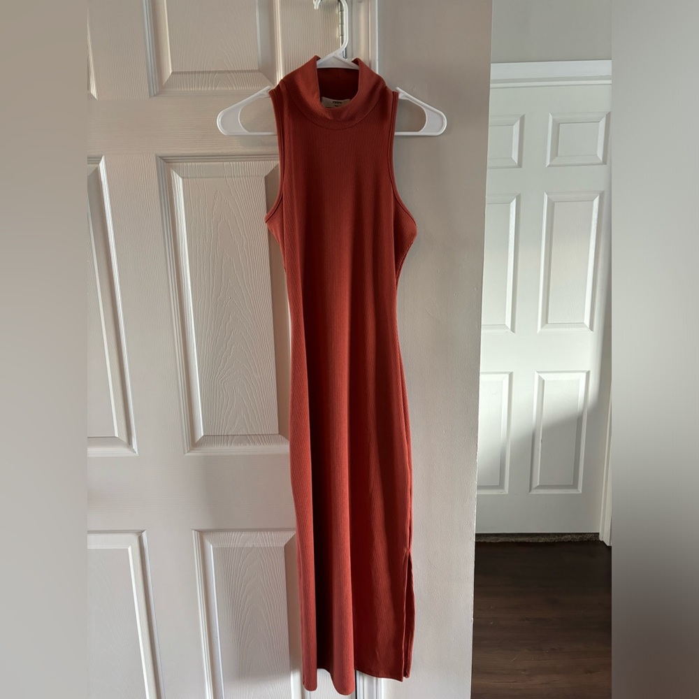 Rust Ribbed Mock Neck Dress NWT